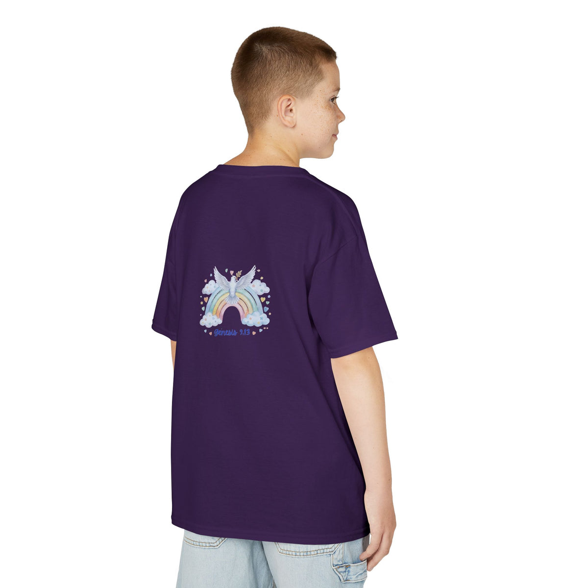 Christian Kids T-Shirt — "God Keeps His Promises" Rainbow Dove Tee | Psalm 145:13