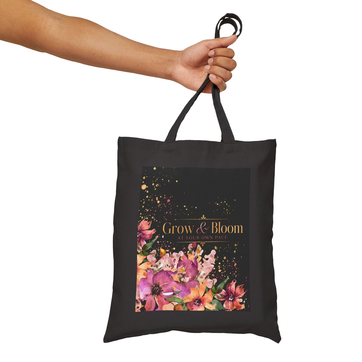 Grow & Bloom Floral Canvas Tote Bag