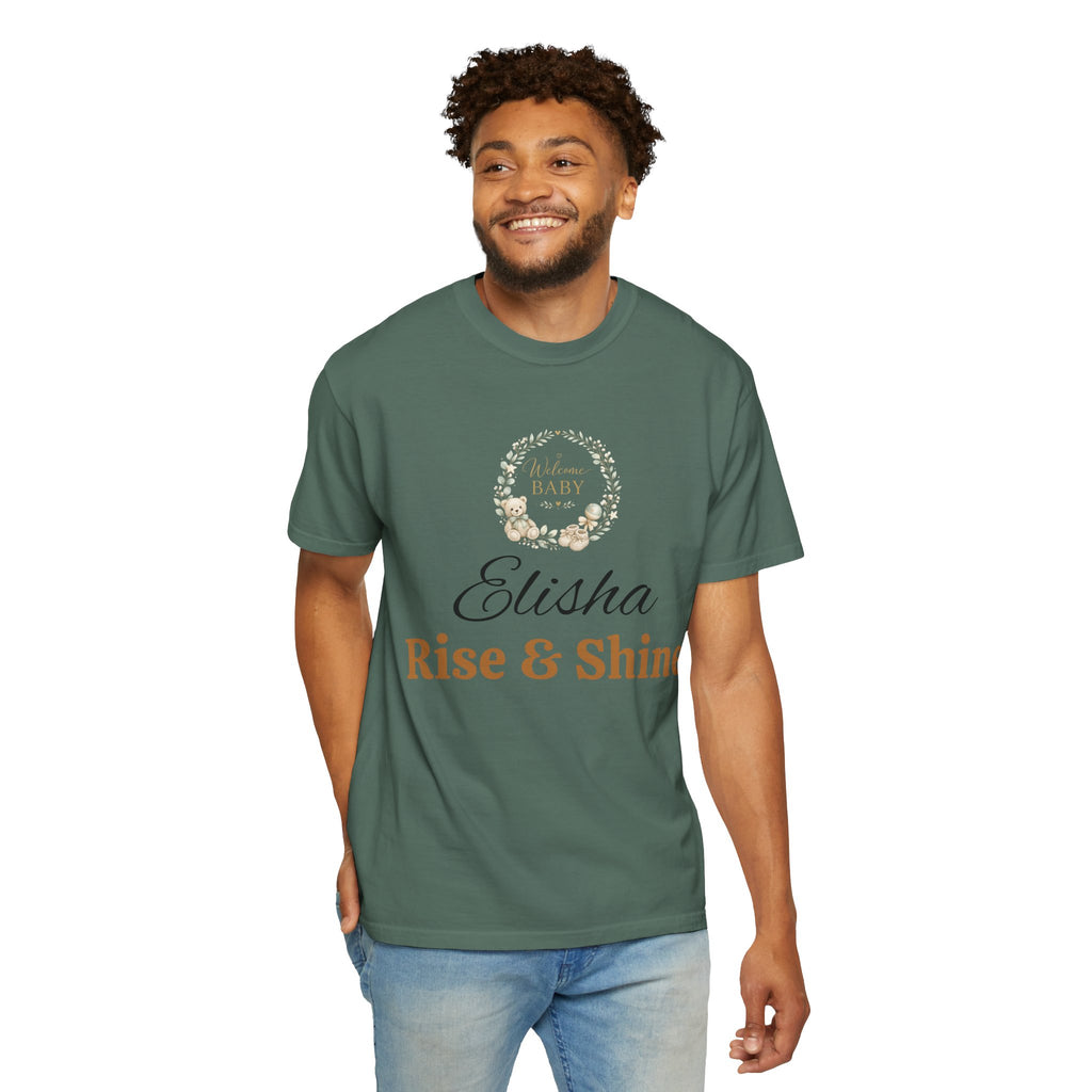 Personalized 'Rise & Shine' T-Shirt — Custom Name Floral Monogram Tee