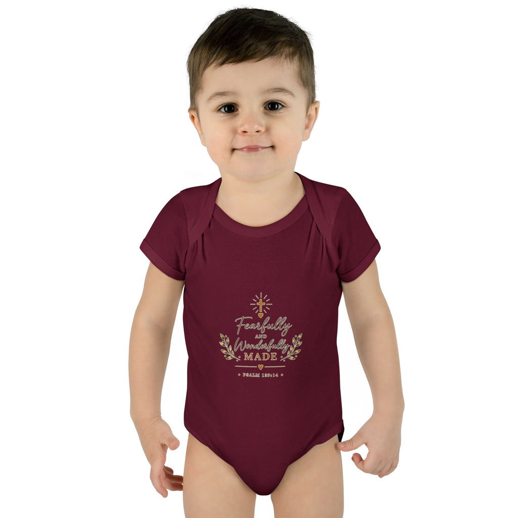 Fearfully & Wonderfully Made Baby Bodysuit | Christian Baptism Gift Onesie