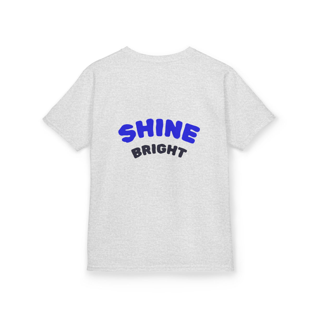 Kids Tee — "Be Kind, Be Cool" Dinosaur Graphic with "Shine Bright" Back