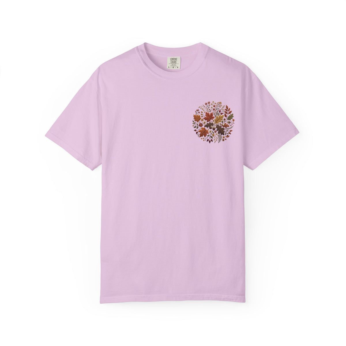 T-Shirt — Autumn Floral Wreath Tee (Fall Leaves Chest & Back Print)