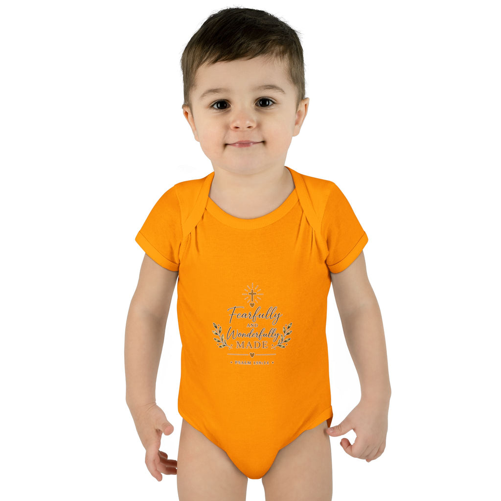 Fearfully & Wonderfully Made Baby Bodysuit | Christian Baptism Gift Onesie