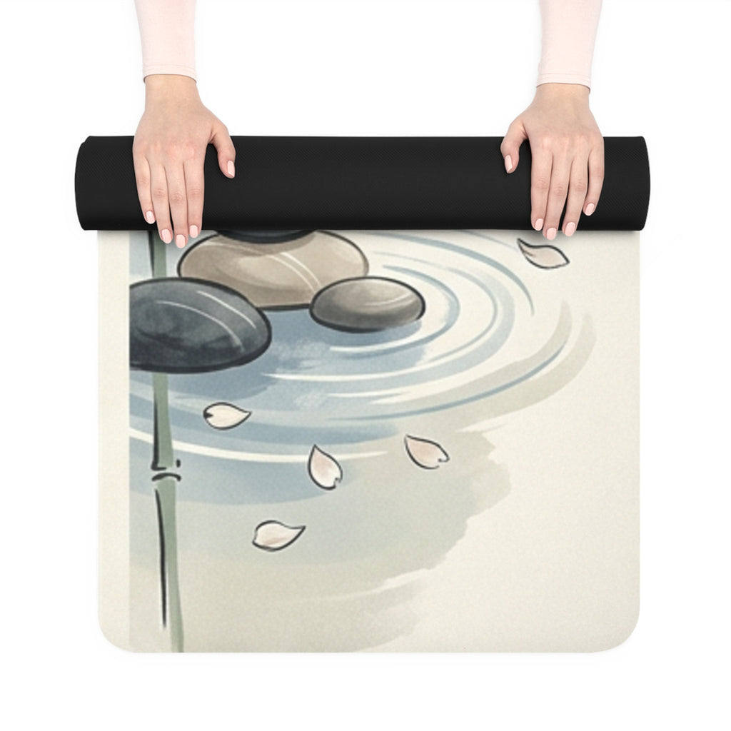 Koi Zen Rubber Yoga Mat — Non‑Slip Bamboo Pond Design for Yoga & Meditation