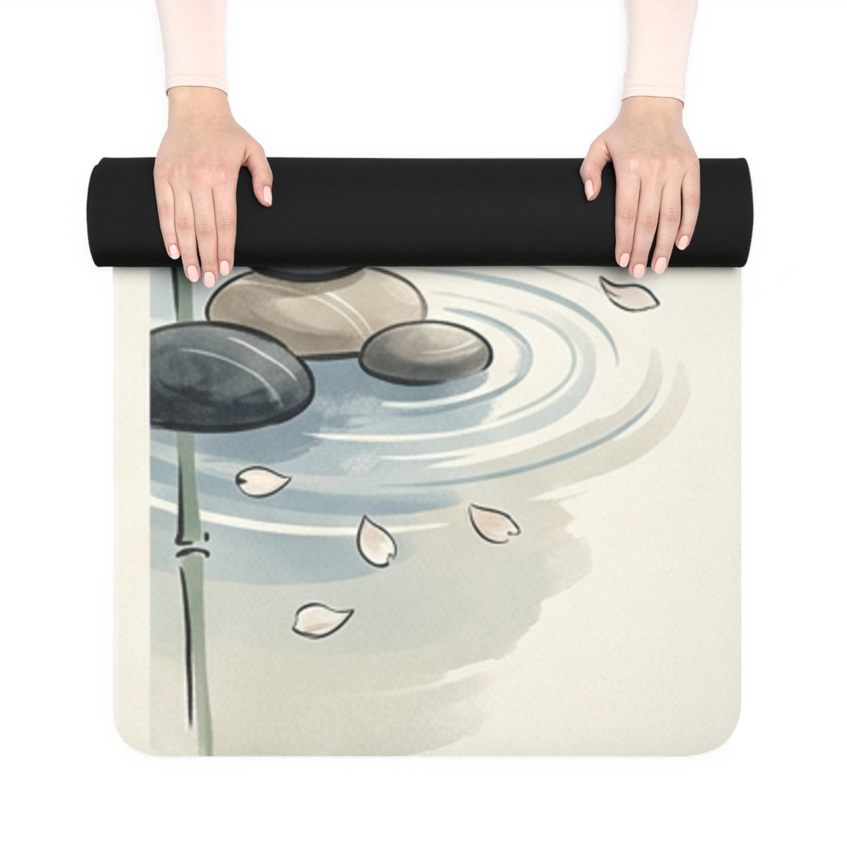 Koi Zen Rubber Yoga Mat — Non‑Slip Bamboo Pond Design for Yoga & Meditation