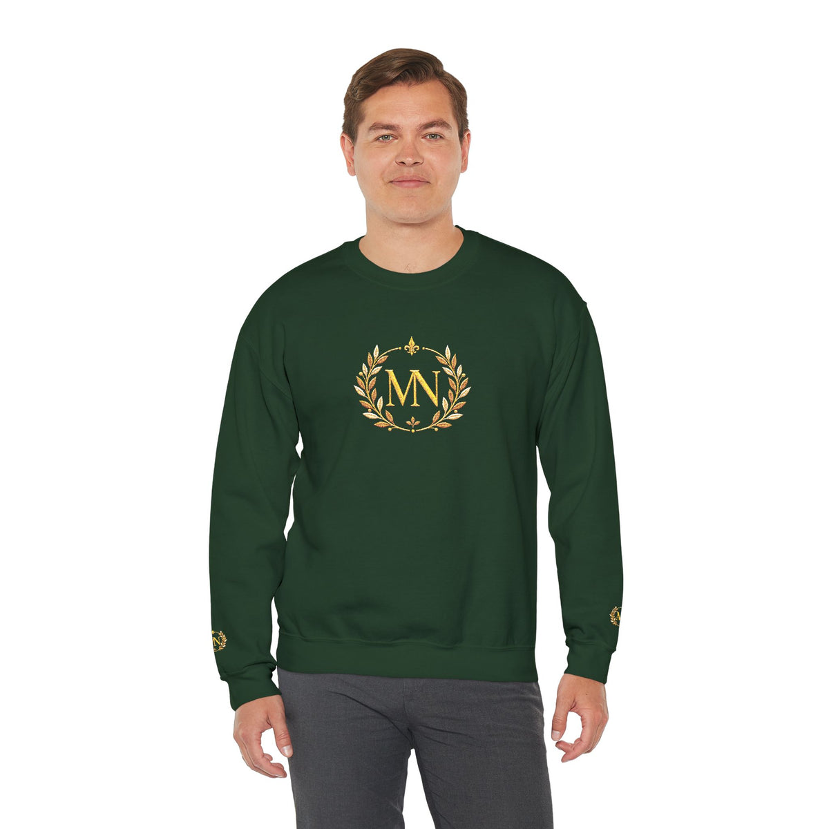Gold Laurel Monogram Crewneck Sweatshirt