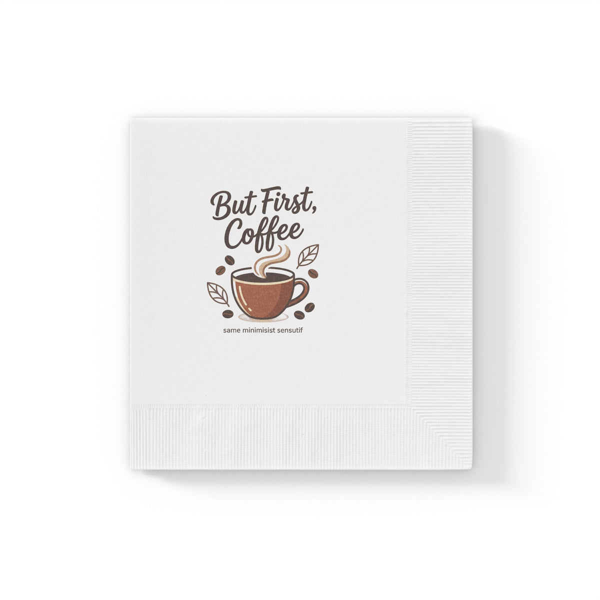 But First Coffee Napkins — Paper Cocktail Napkins with Coffee Cup Design