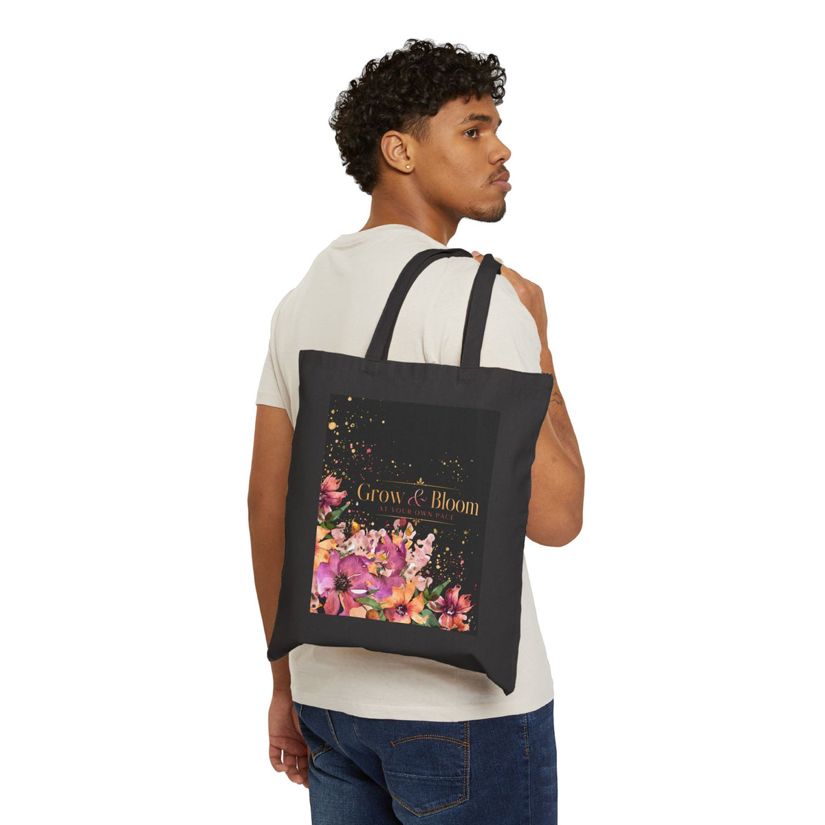 Grow & Bloom Floral Canvas Tote Bag