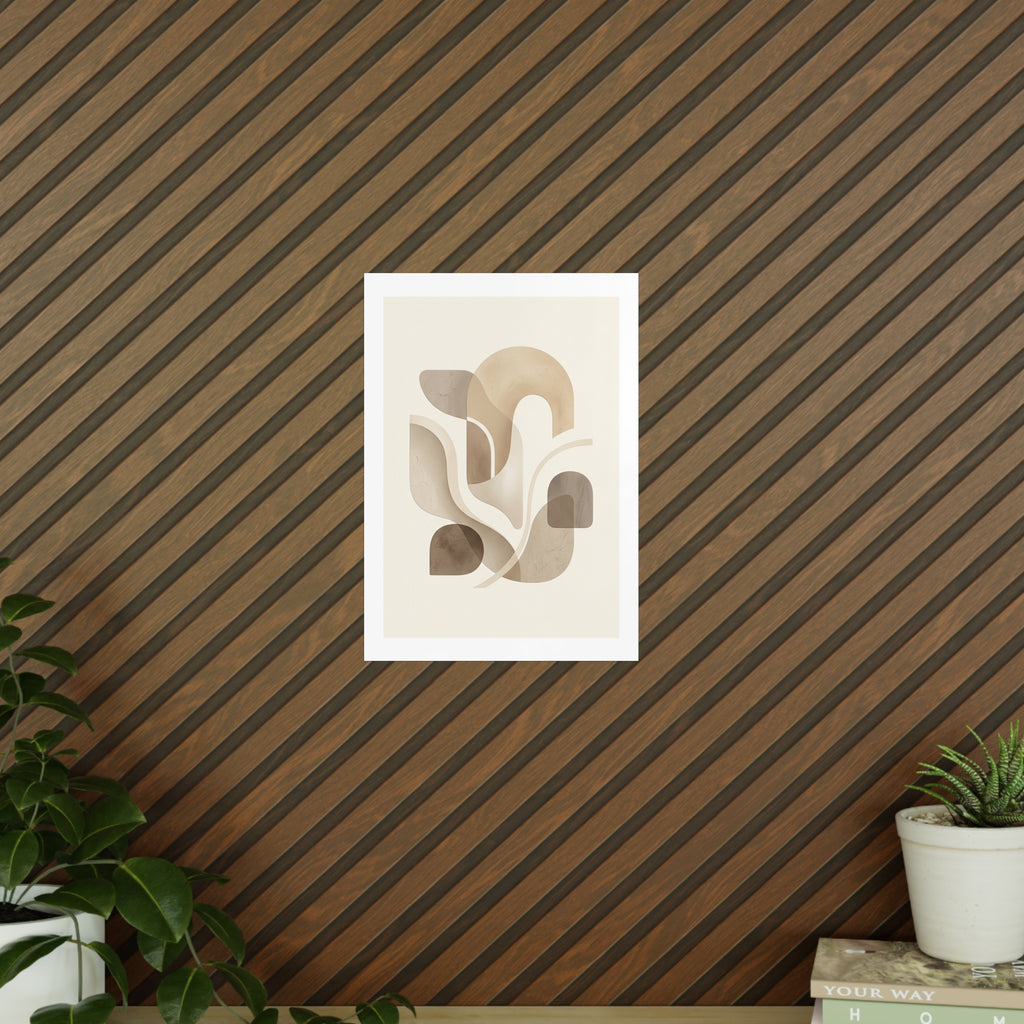 Beige Botanical Wall Art Poster — Minimalist Neutral Print, 250gsm Photo Paper, Matte or Satin