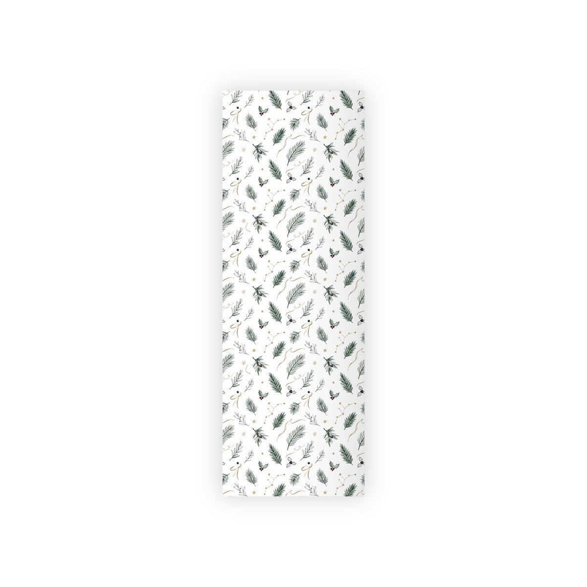 Christmas Wrapping Paper Roll — Pine Holly & Gold Botanical Gift Wrap, 95gsm Recyclable, 2 Sizes