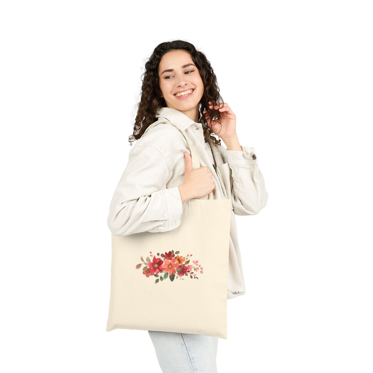 Grow & Bloom Floral Canvas Tote Bag
