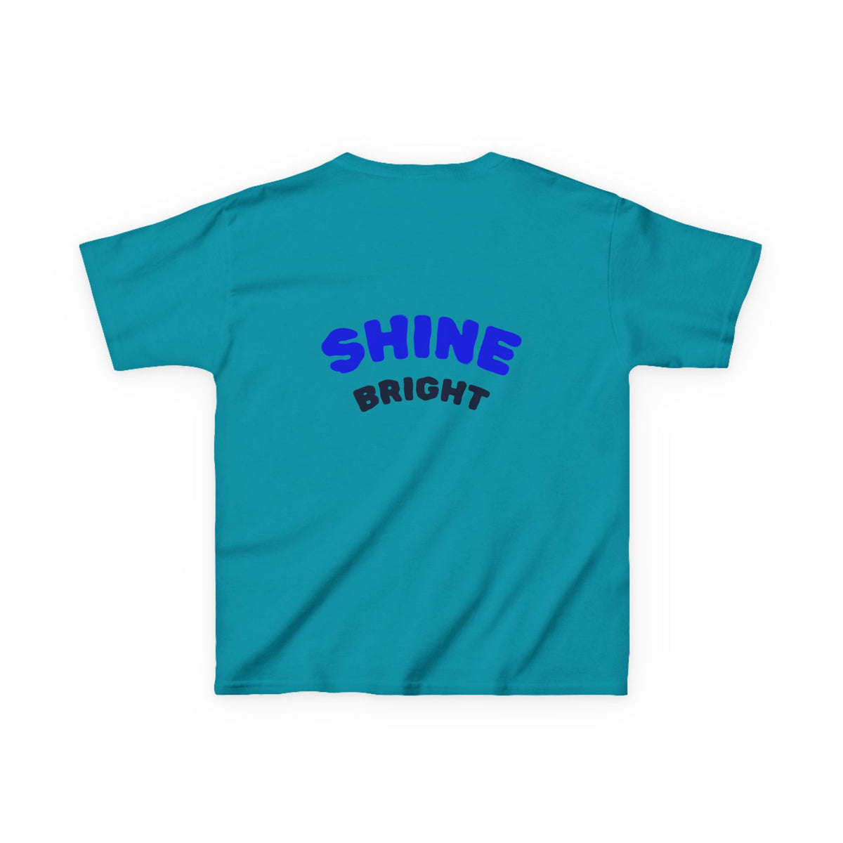 Kids Tee — "Be Kind, Be Cool" Dinosaur Graphic with "Shine Bright" Back