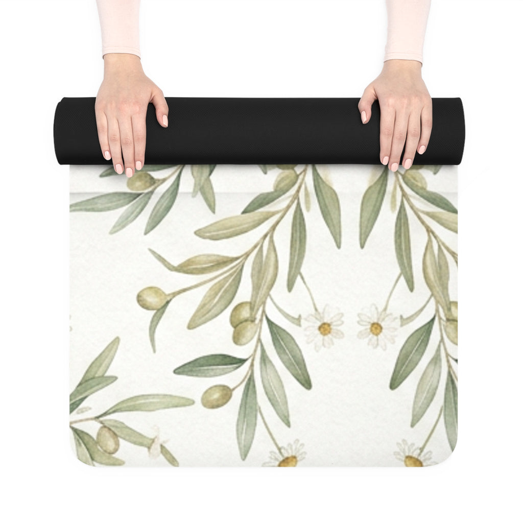 Floral Sage Rubber Yoga Mat — Non-Slip Eco-Friendly Exercise Mat
