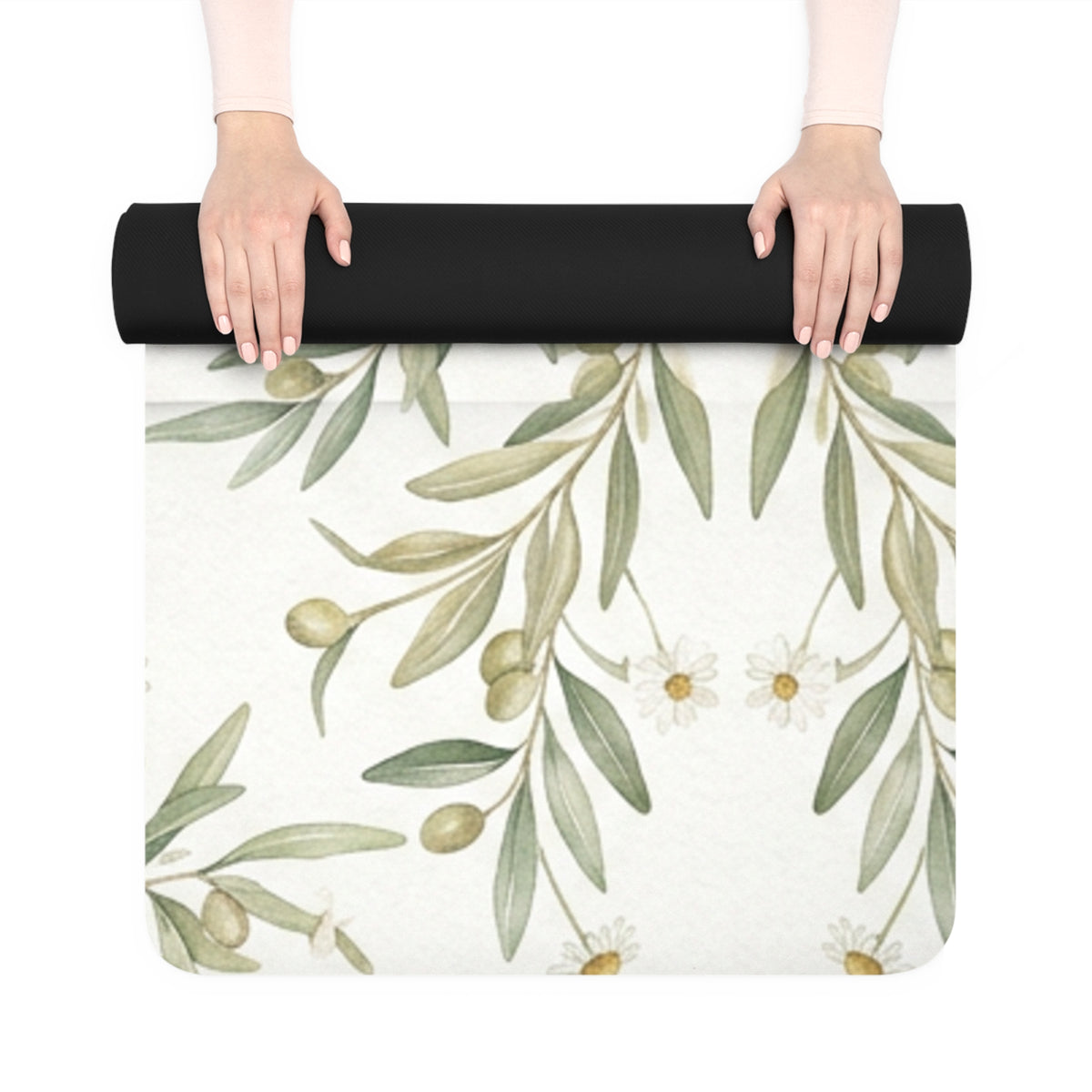 Floral Sage Rubber Yoga Mat — Non-Slip Eco-Friendly Exercise Mat