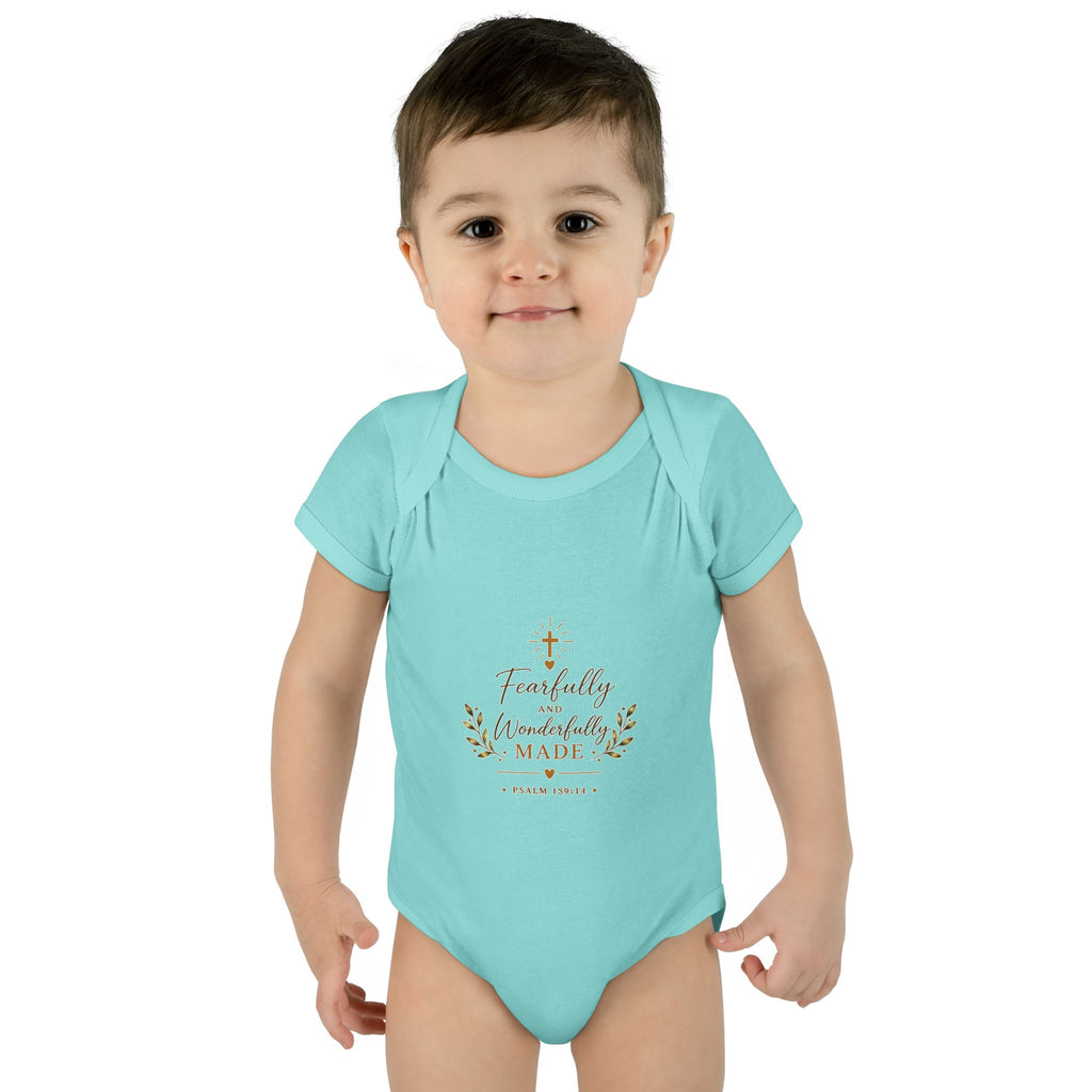 Fearfully & Wonderfully Made Baby Bodysuit | Christian Baptism Gift Onesie