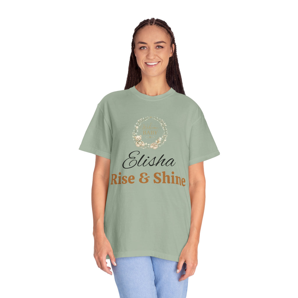 Personalized 'Rise & Shine' T-Shirt — Custom Name Floral Monogram Tee