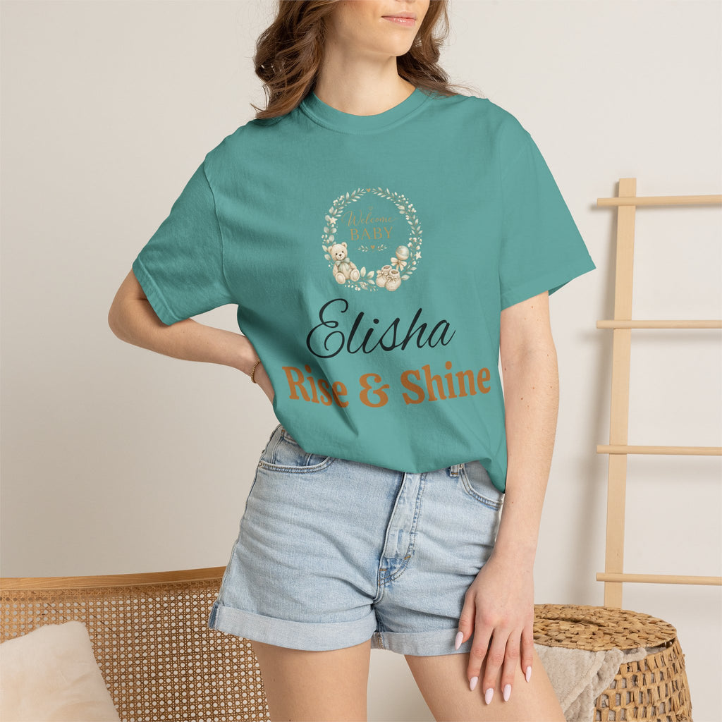 Personalized 'Rise & Shine' T-Shirt — Custom Name Floral Monogram Tee