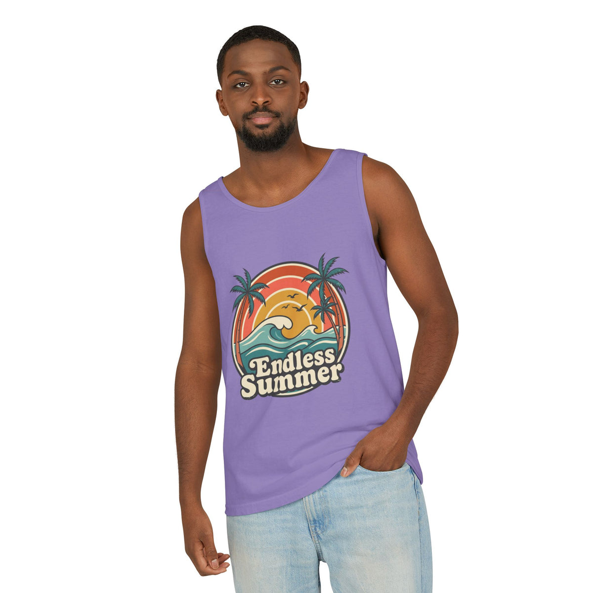 Endless Summer Tank Top — Retro Beach Palm Tree Surf Graphic
