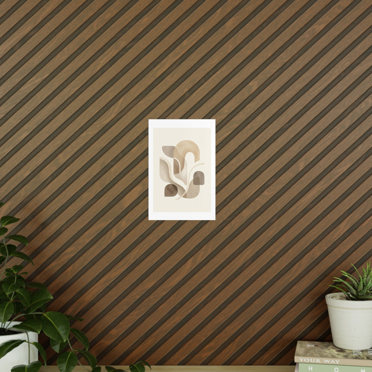 Beige Botanical Wall Art Poster — Minimalist Neutral Print, 250gsm Photo Paper, Matte or Satin