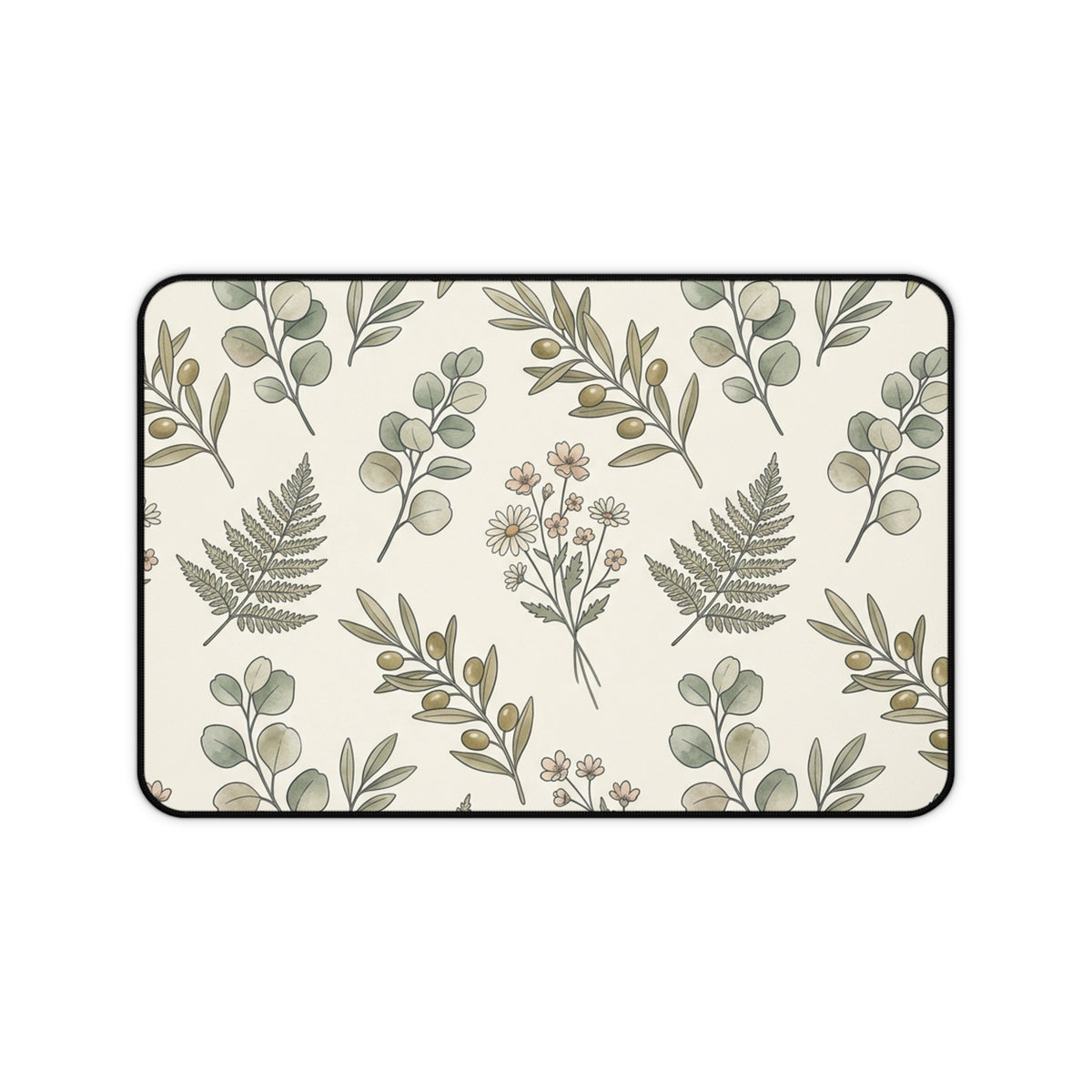 Botanical Fern Desk Mat — Neutral Floral Mouse Pad for Home Office