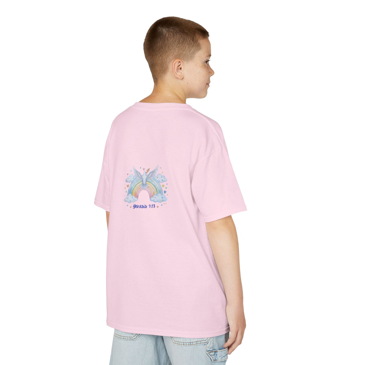 Christian Kids T-Shirt — "God Keeps His Promises" Rainbow Dove Tee | Psalm 145:13