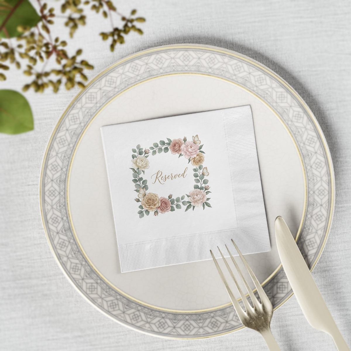 Reserved Floral Napkins — Elegant Wedding & Event Cocktail Napkins