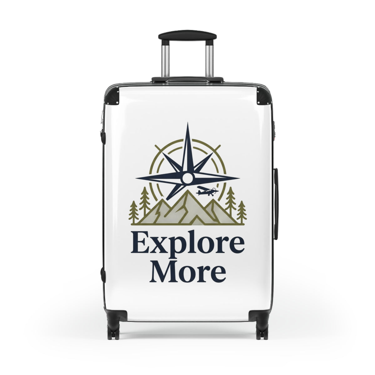 Suitcase — "Explore More" Travel Carry-On with Compass & Mountain Graphic