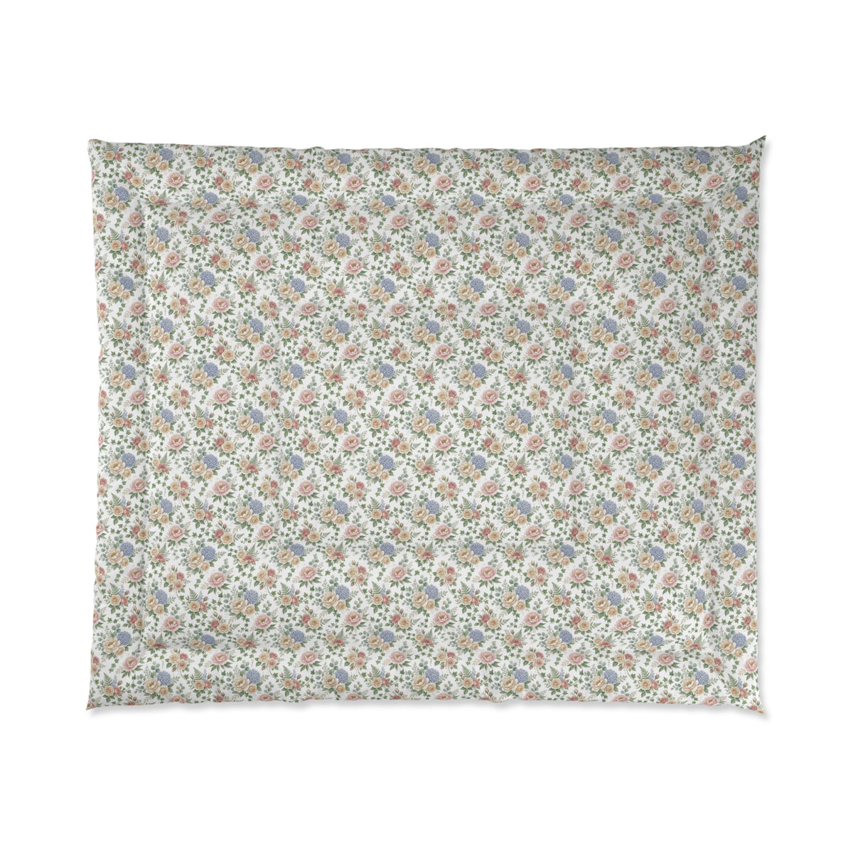 Floral Vintage Tile Comforter — Soft Pastel Boho Bedroom Bedding