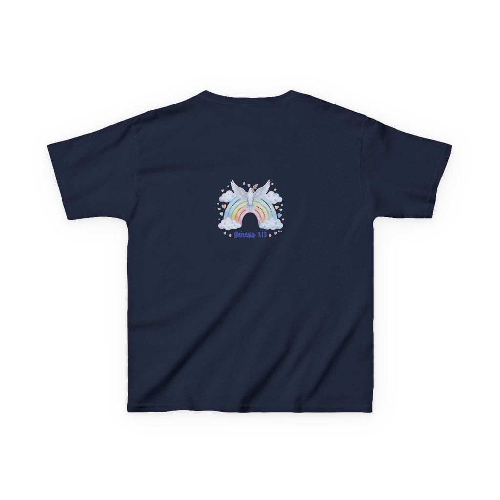 Christian Kids T-Shirt — "God Keeps His Promises" Rainbow Dove Tee | Psalm 145:13