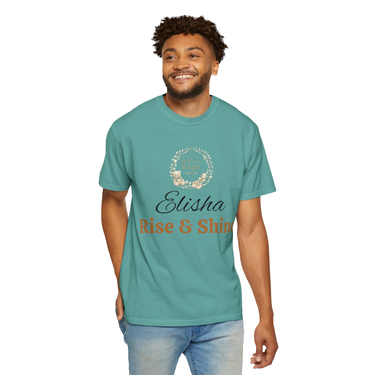Personalized 'Rise & Shine' T-Shirt — Custom Name Floral Monogram Tee