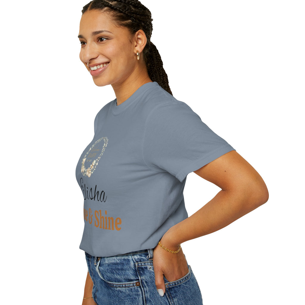 Personalized 'Rise & Shine' T-Shirt — Custom Name Floral Monogram Tee