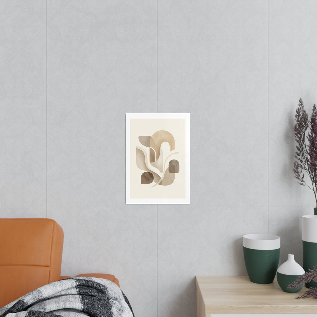 Beige Botanical Wall Art Poster — Minimalist Neutral Print, 250gsm Photo Paper, Matte or Satin