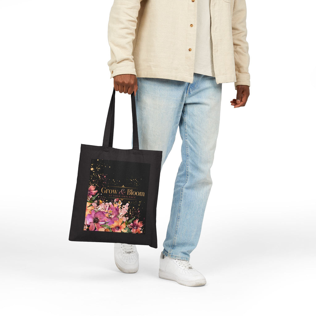 Grow & Bloom Floral Canvas Tote Bag
