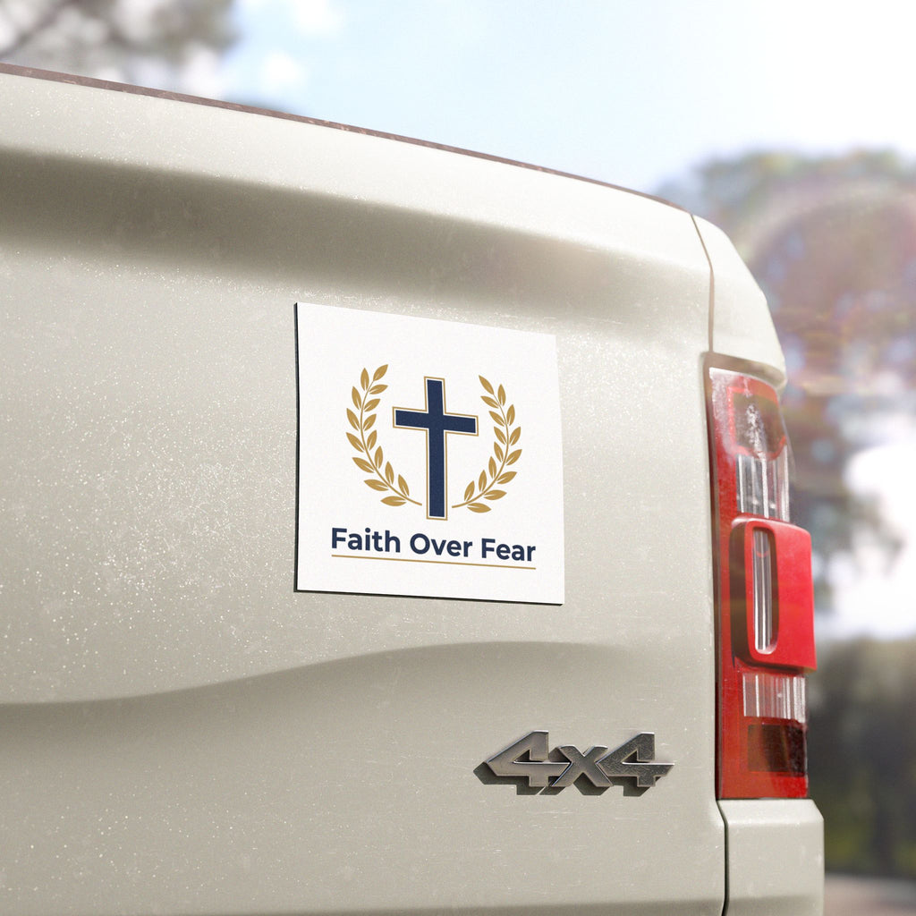 Faith Over Fear Car Magnet | Christian Cross Gift for Believers