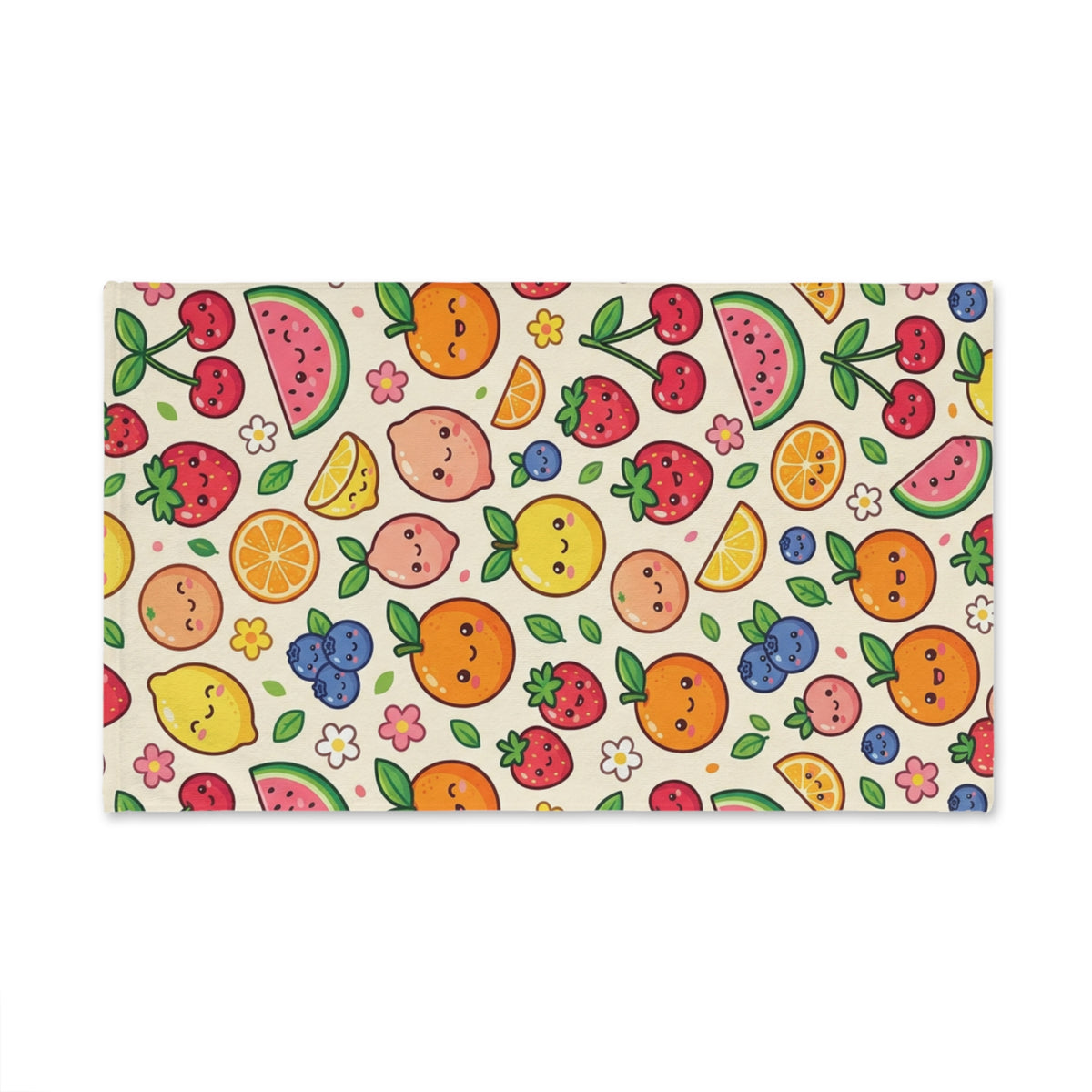 Cute Fruit Pattern Hand Towel – Kawaii Citrus & Berry Kitchen Towel