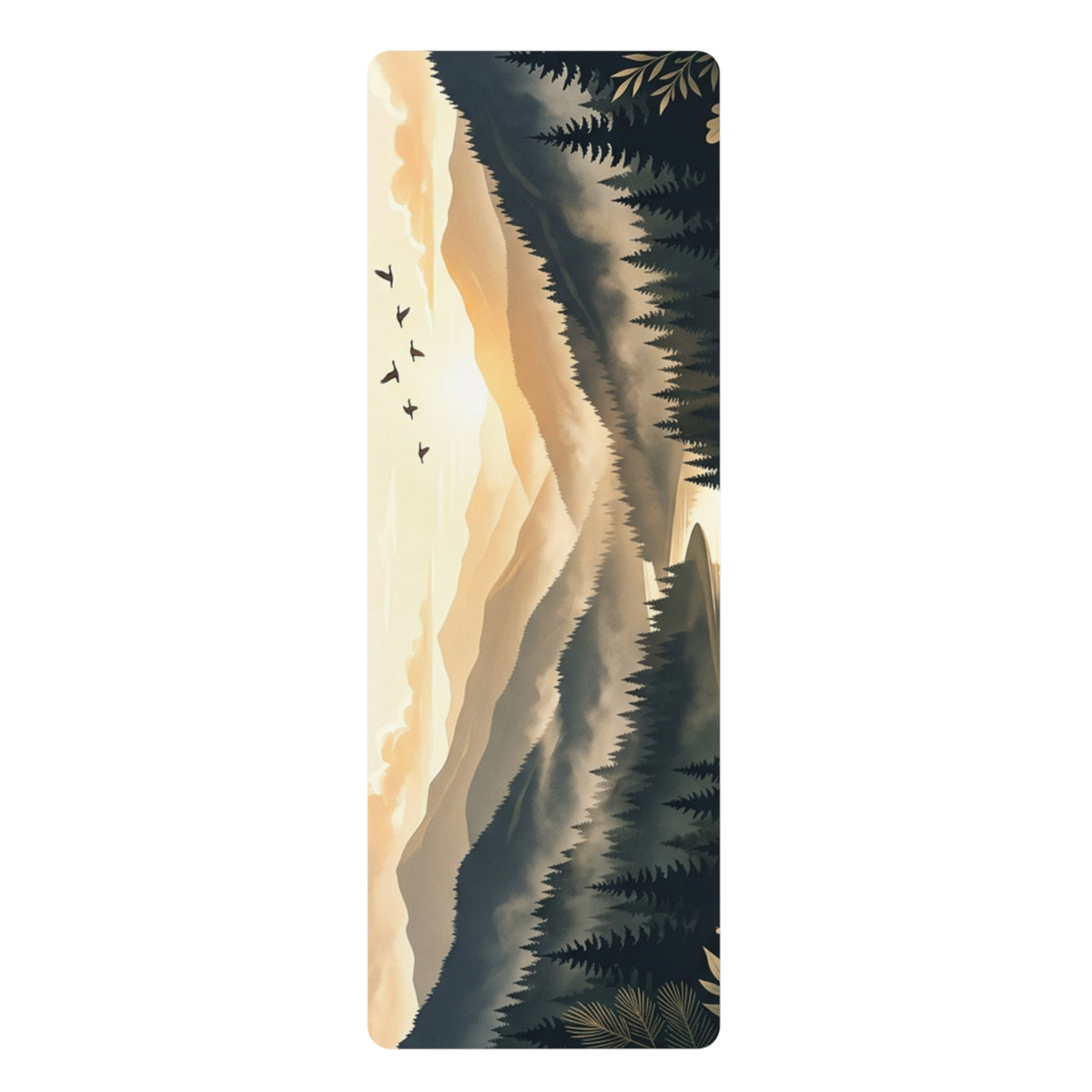 Mountain Sunrise Rubber Yoga Mat — Serene Forest Landscape Non-Slip Mat for Outdoor & Studio Yoga