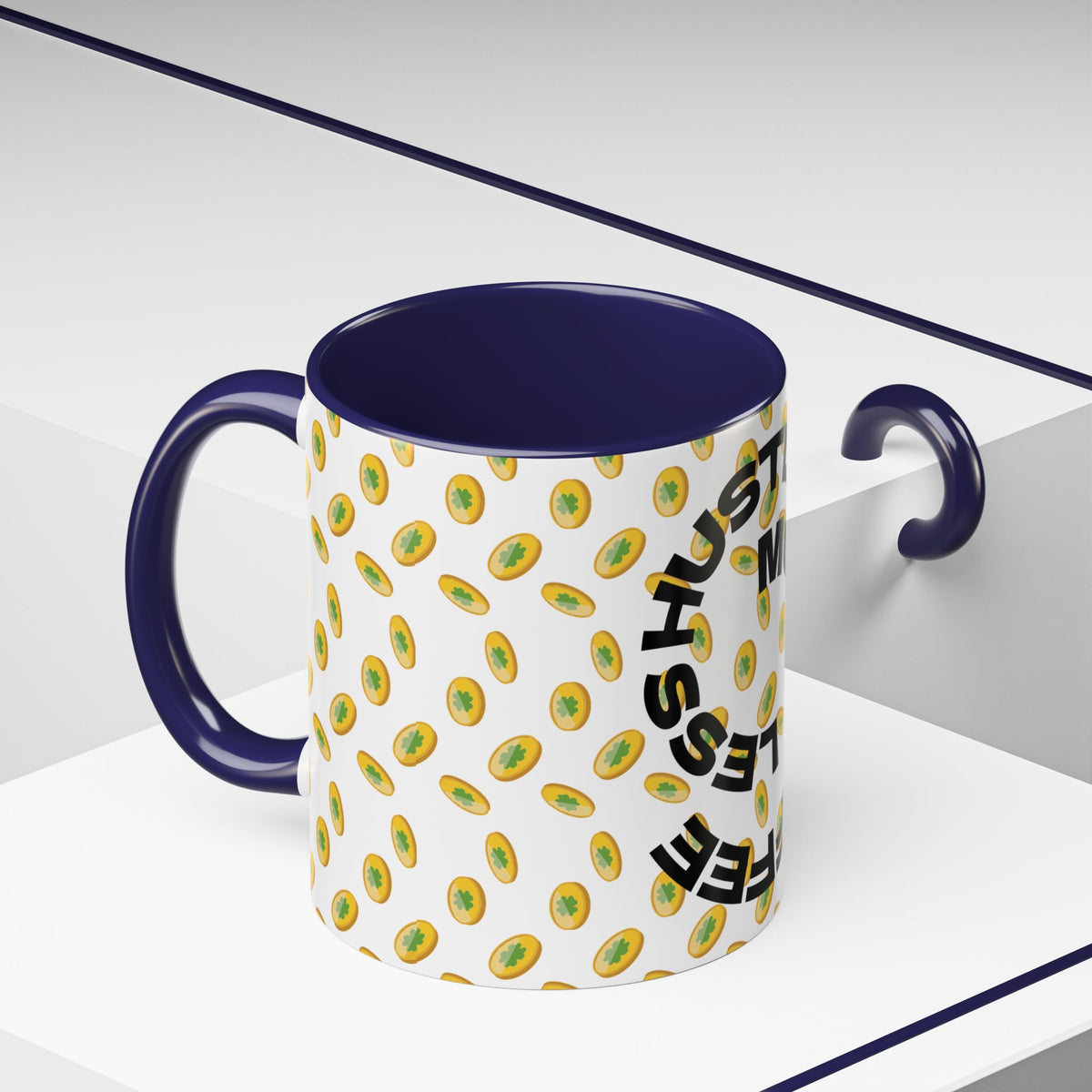Hustle More Coffee Mug — Avocado Pattern Accent Mug (11/15oz
