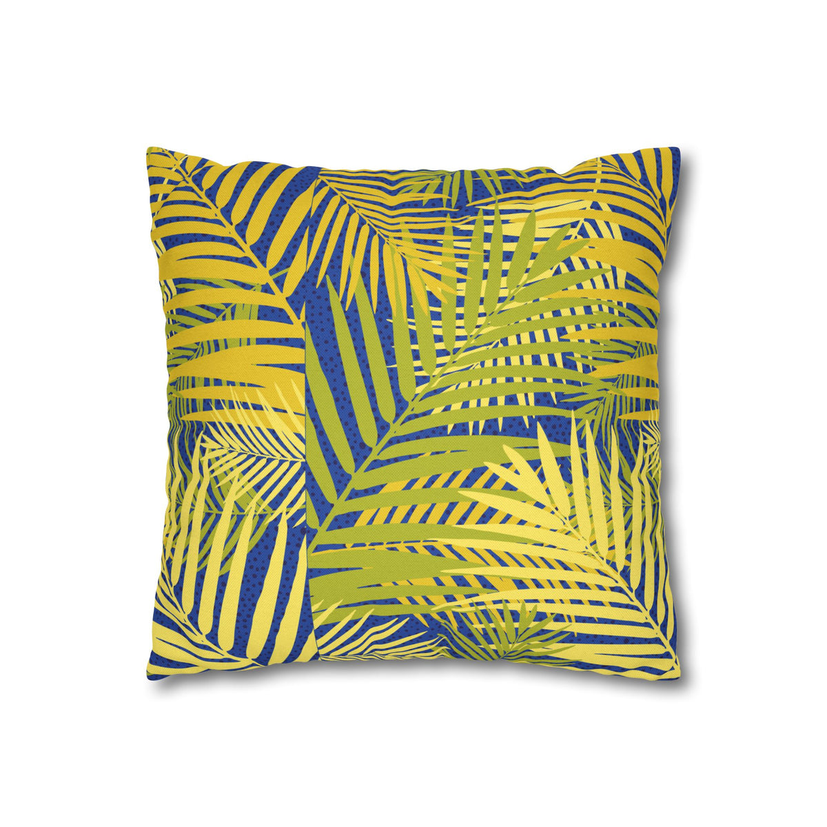 Tropical Palm Pillowcase — Yellow & Blue Leaf Decorative Pillow Cover