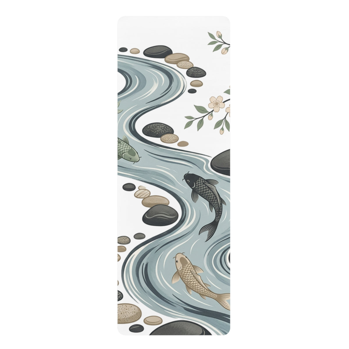 Koi Stream Rubber Yoga Mat — Non-Slip Eco-Friendly Mat with Serene River Design