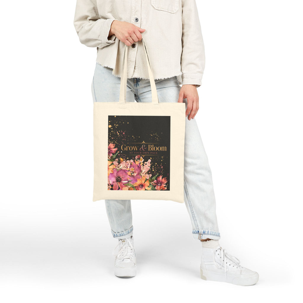 Grow & Bloom Floral Canvas Tote Bag