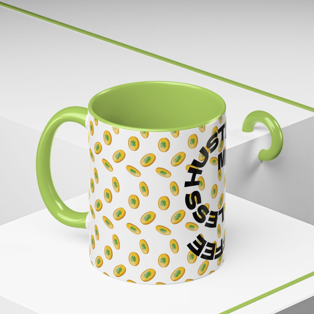 Hustle More Coffee Mug — Avocado Pattern Accent Mug (11/15oz