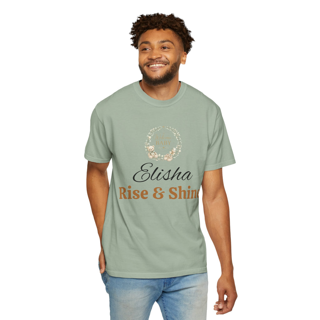 Personalized 'Rise & Shine' T-Shirt — Custom Name Floral Monogram Tee