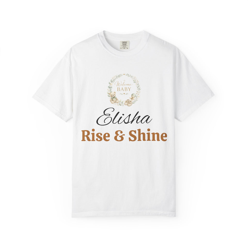 Personalized 'Rise & Shine' T-Shirt — Custom Name Floral Monogram Tee