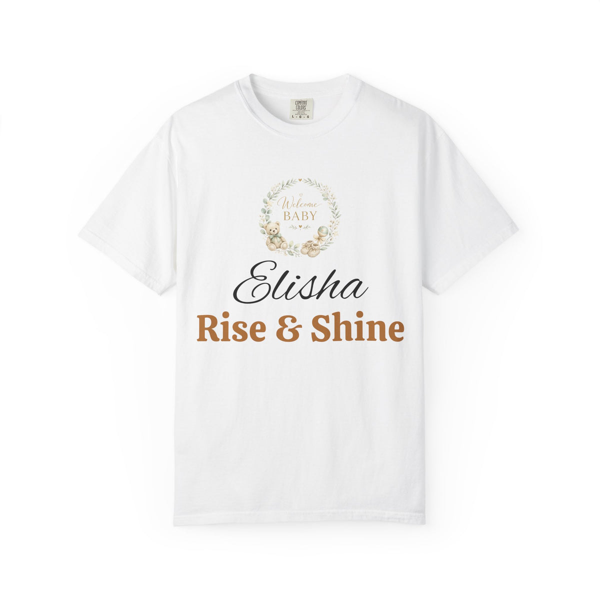 Personalized 'Rise & Shine' T-Shirt — Custom Name Floral Monogram Tee