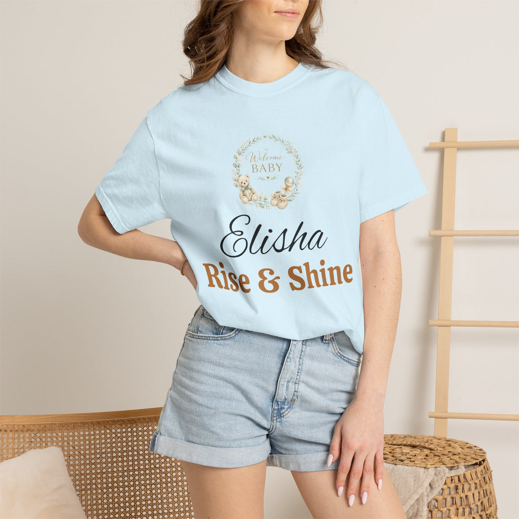 Personalized 'Rise & Shine' T-Shirt — Custom Name Floral Monogram Tee
