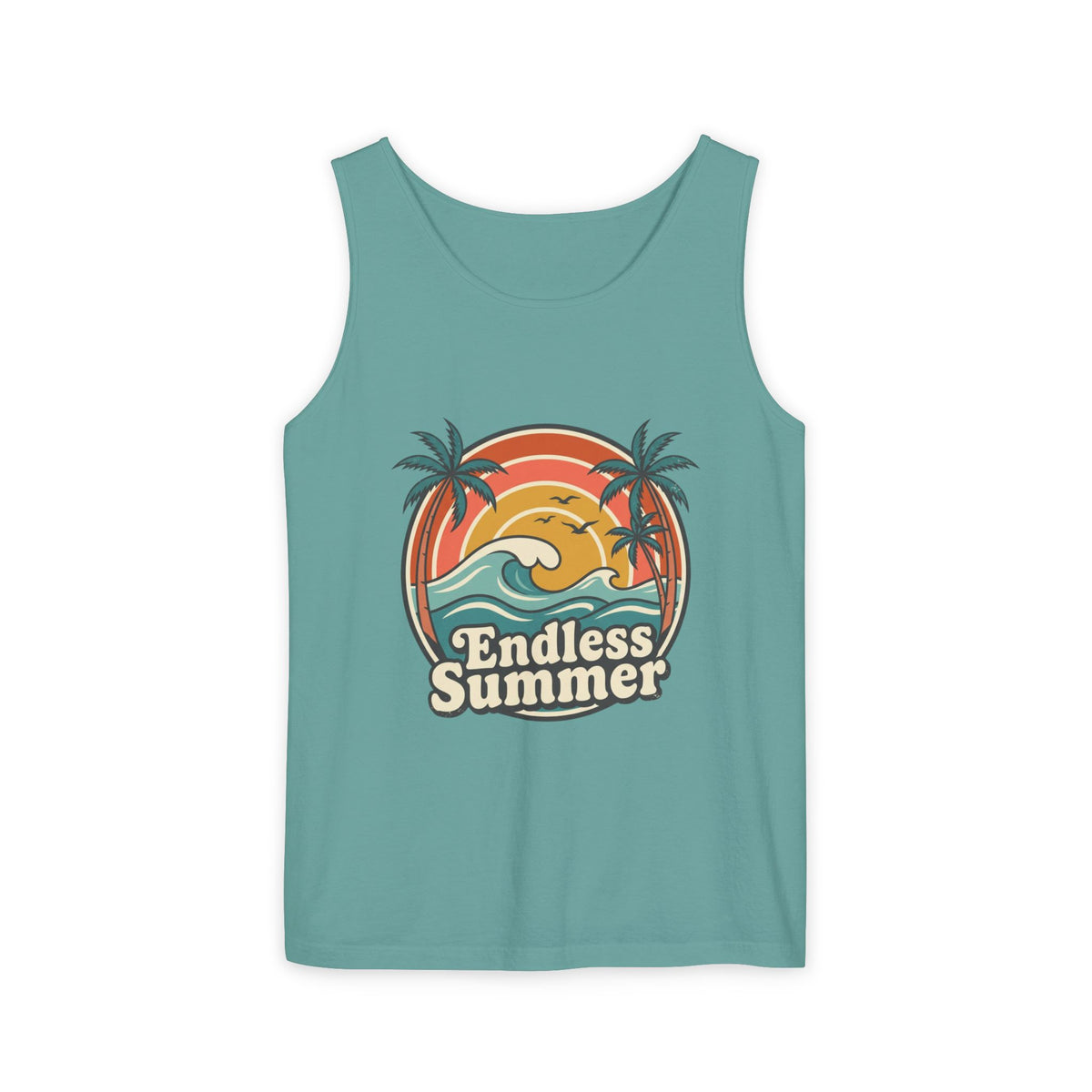Endless Summer Tank Top — Retro Beach Palm Tree Surf Graphic