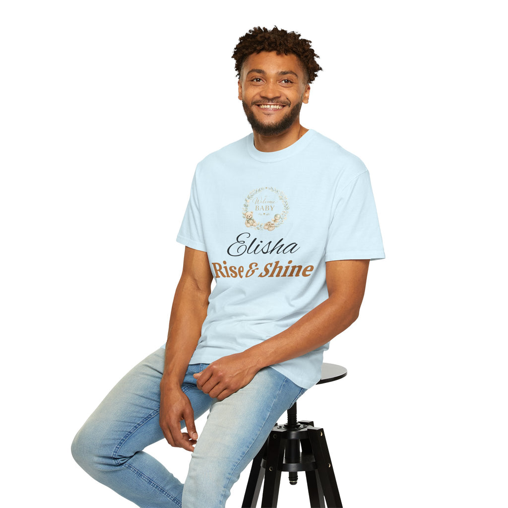 Personalized 'Rise & Shine' T-Shirt — Custom Name Floral Monogram Tee
