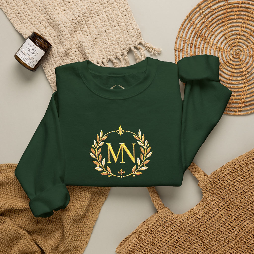 Gold Laurel Monogram Crewneck Sweatshirt