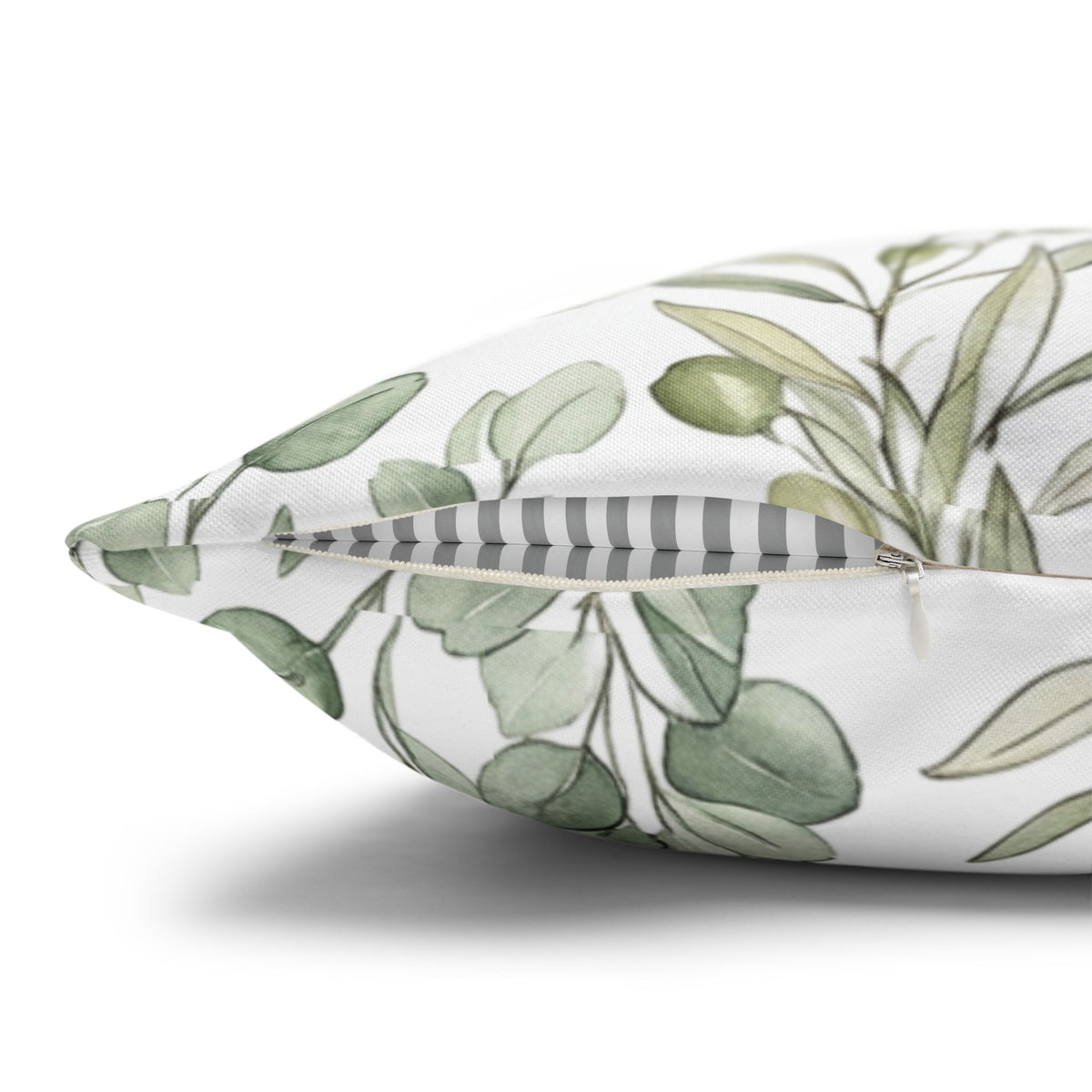 Botanical Greenery Square Pillowcase — Watercolour Eucalyptus & Fern Throw Pillow Cover
