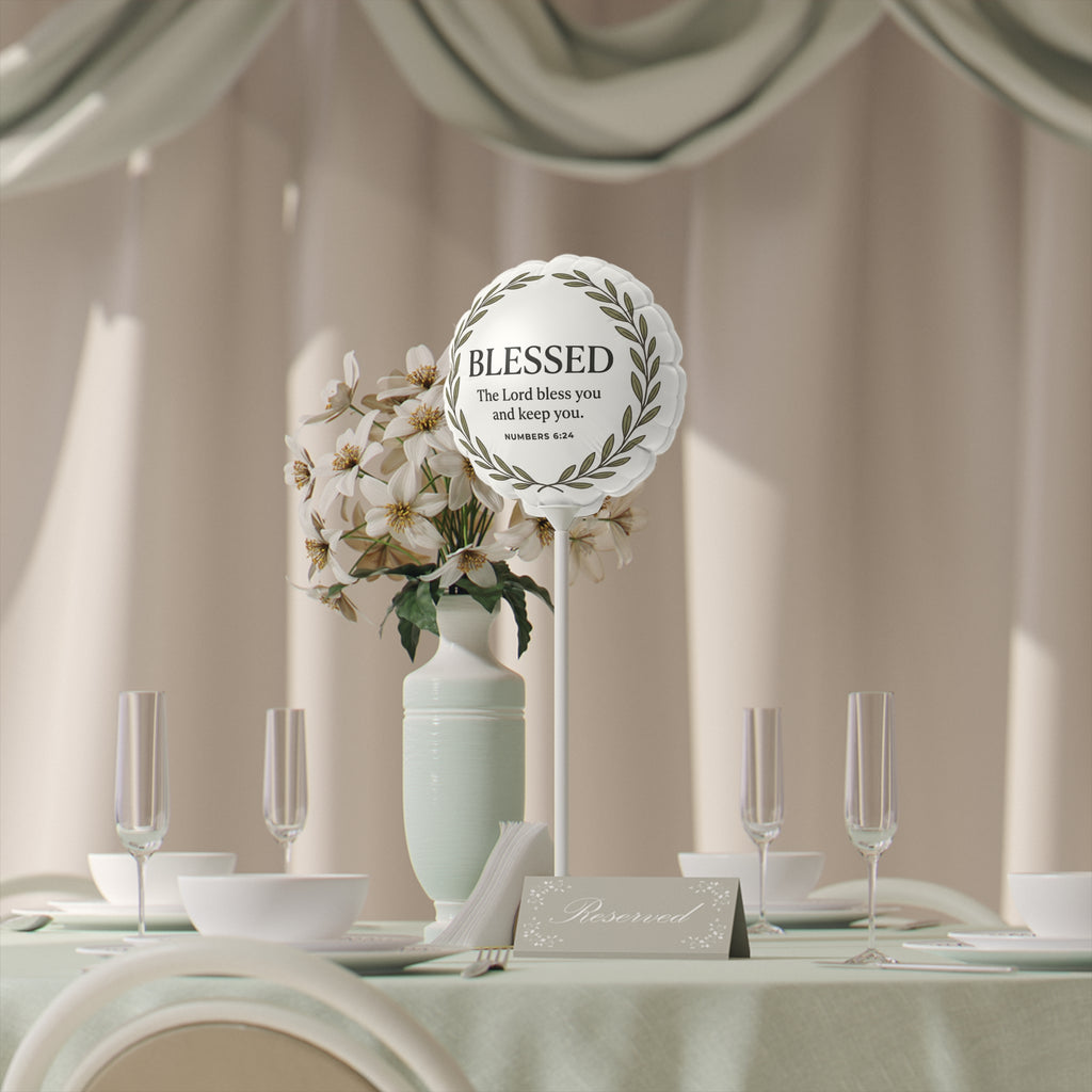 Blessed Heart Balloon — "BLESSED" Bible Verse (Numbers 6:24) 6" Religious Party Favor